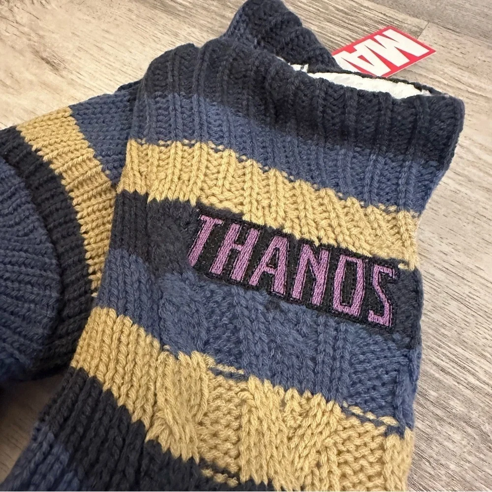 Men Marvel Thanos Cozy Knit Socks with Blue and Tan OSFM